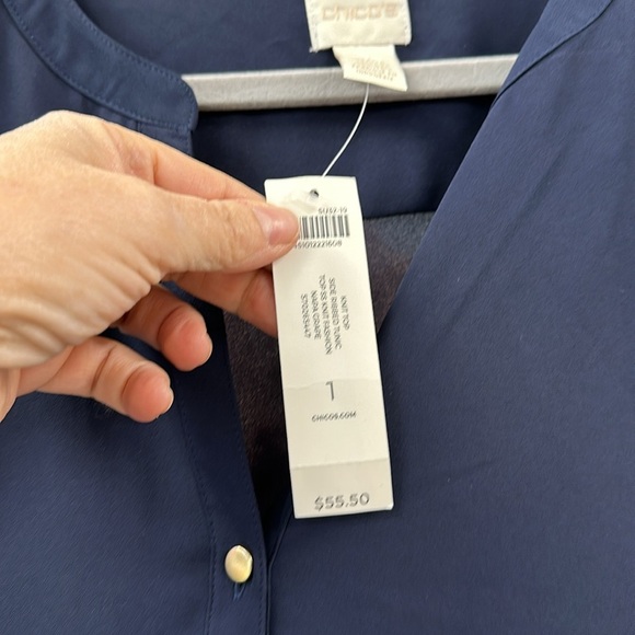 CHICO’S Modern Utility Tunic Size 1 NWT Navy Blue - Picture 3 of 8